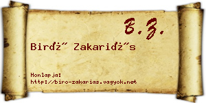 Biró Zakariás névjegykártya